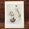 Illustration dessin aquarellé de E. Naudy (Alfred Renaudin) Circa 1920 - Femme découvrant son chien sur la coiffeuse par Hello Broc brocante en ligne