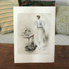 Illustration dessin aquarellé de E. Naudy (Alfred Renaudin) Circa 1920 - Femme découvrant son chien sur la coiffeuse par Hello Broc brocante en ligne