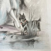 Illustration dessin aquarellé de E. Naudy (Alfred Renaudin) - Femme au bord d'un étang avec son chien - Circa 1920 par Hello Broc brocante en ligne