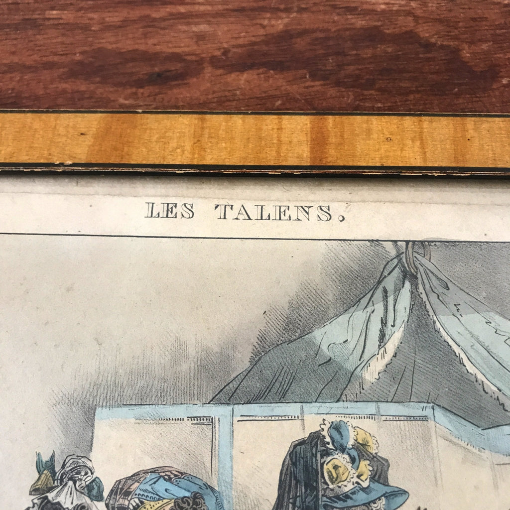 Lithographie humoristique en costume d'époque encadrée de Raban série Les Talens - Les Soupirantes à l'Union par Hello Broc brocante en ligne