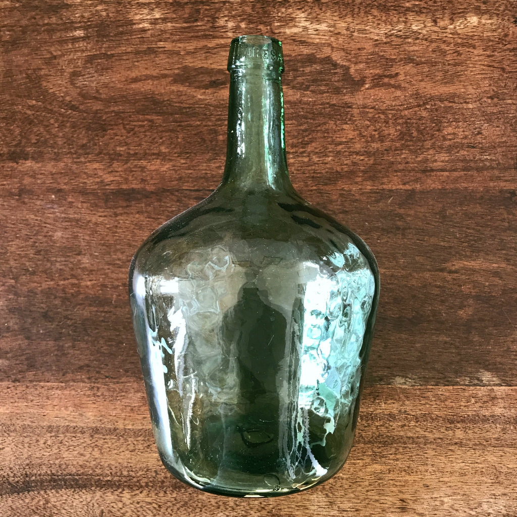 Bouteille décorative en verre moulé vert de 2 litres par Hello Broc brocante en ligne