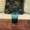 Petite bouteille en verre soufflé bleu avec anse par Hello Broc brocante en ligne