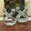 Paire de bougeoirs doubles en cristal Art Vannes France par Hello Broc brocante en ligne