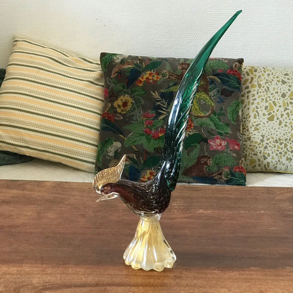 Oiseau coq ou faisan en verre soufflé de Murano par Hello Broc brocante en ligne