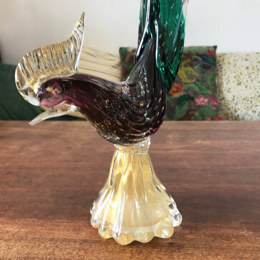 Oiseau coq ou faisan en verre soufflé de Murano par Hello Broc brocante en ligne