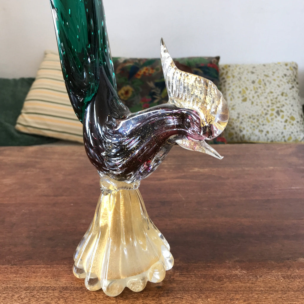 Oiseau coq ou faisan en verre soufflé de Murano par Hello Broc brocante en ligne