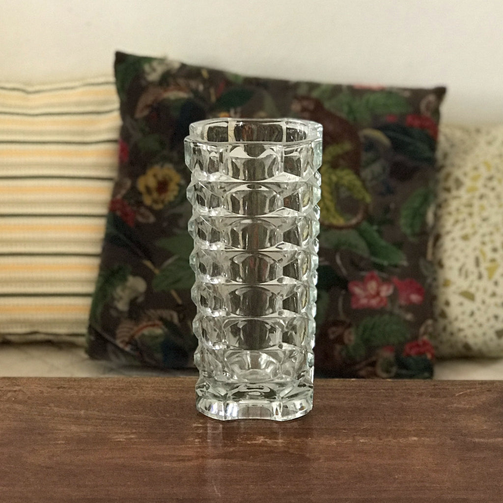 Grand vase Windsor par JG Durand pour Luminarc en verre moulé transparent