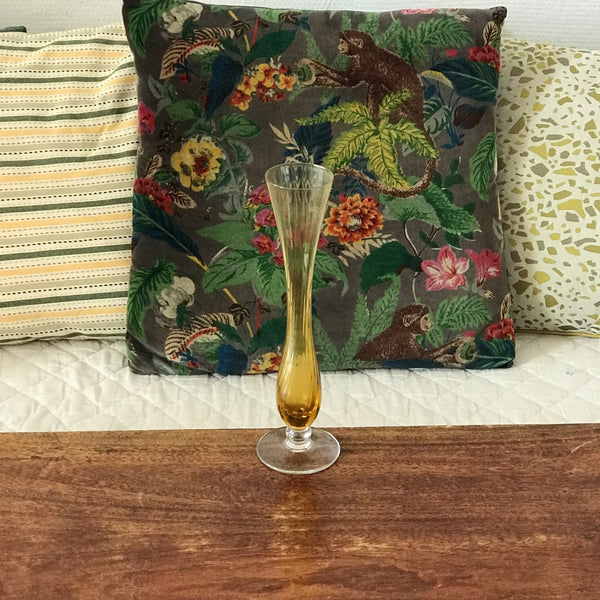 Soliflore en verre torsadé jaune pied incolore par Hello Broc brocante en ligne