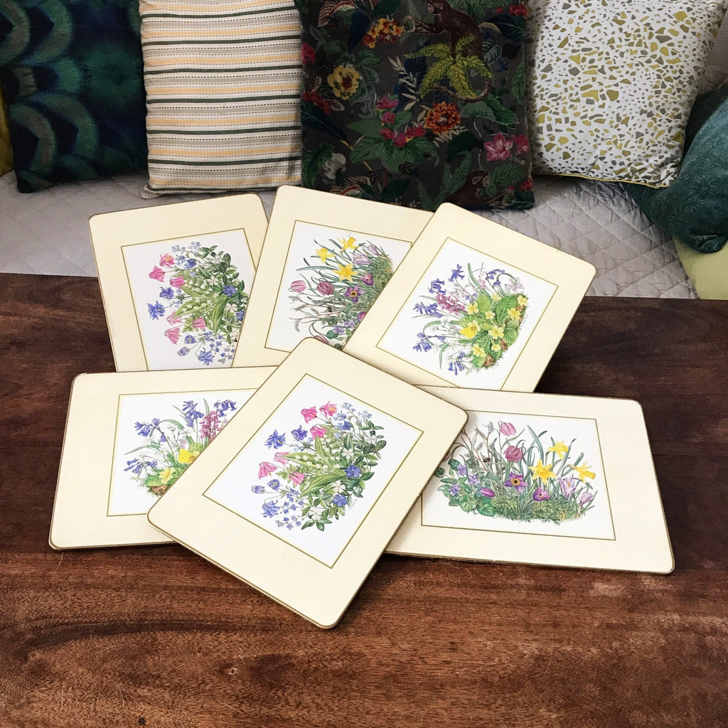 Ensemble de 6 sets de table Clover Leaf illustrations champêtres par Elizabeth Rice par Hello Broc brocante en ligne