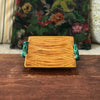 Dessous de plat ou présentoir carré en céramique jaune moutarde et vert de Vallauris A. Ferlay par Hello Broc brocante en ligne
