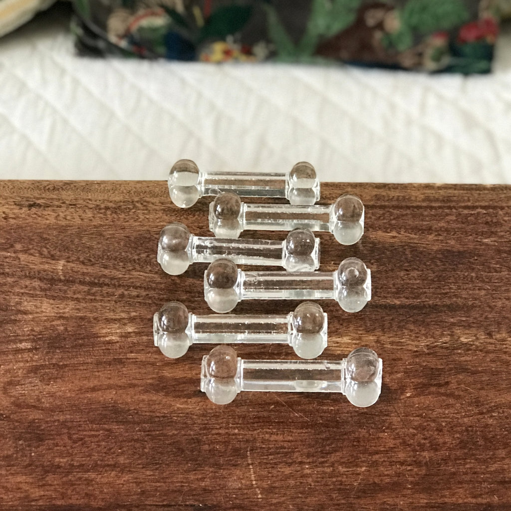 Lot de 6 porte-couteau en verre moulé transparent avec fleur 3 pétales aux extrémités par Hello Broc brocante en ligne