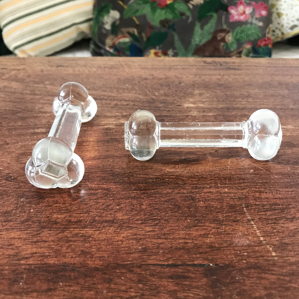 Lot de 6 porte-couteau en verre moulé transparent avec fleur 3 pétales aux extrémités par Hello Broc brocante en ligne