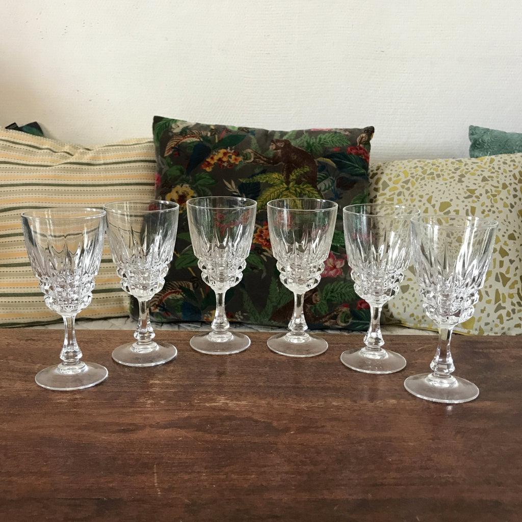 Lot de 6 verres à vin blanc Cristal d'Arques modèle Pompadour capacité 10 cl par Hello Broc brocante en ligne