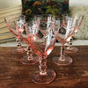 Lot de 6 verres à vin cuit en cristal taillé rose contenance de 6 cl par Hello Broc brocante en ligne