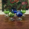 Lot de 5 verres ballons à cognac en verre moulé vert et bleu par Hello Broc brocante en ligne