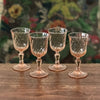 Ensemble de 4 verres à liqueur sur pied en verre moulé rose collection Rosaline par Luminarc Arcoroc par Hello Broc brocante en ligne