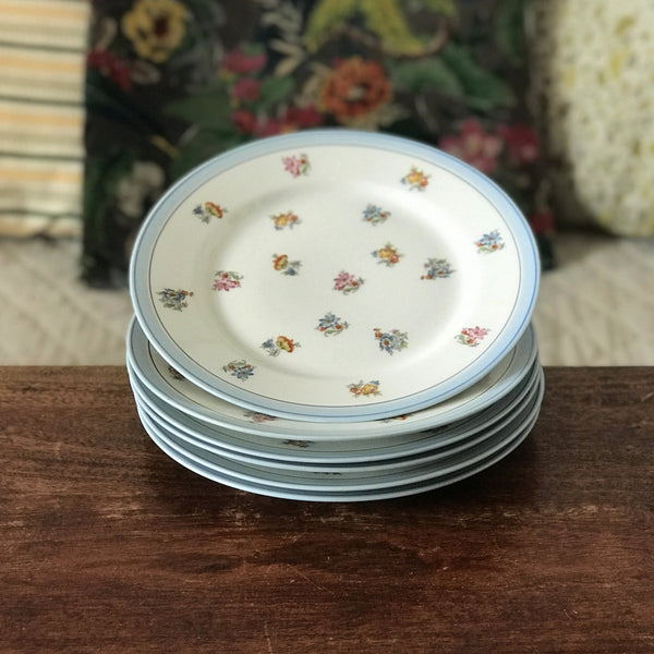 Lot de 6 assiettes porcelaine Limoges France Unique décor fleurs multicolores par Hello Broc brocante en ligne