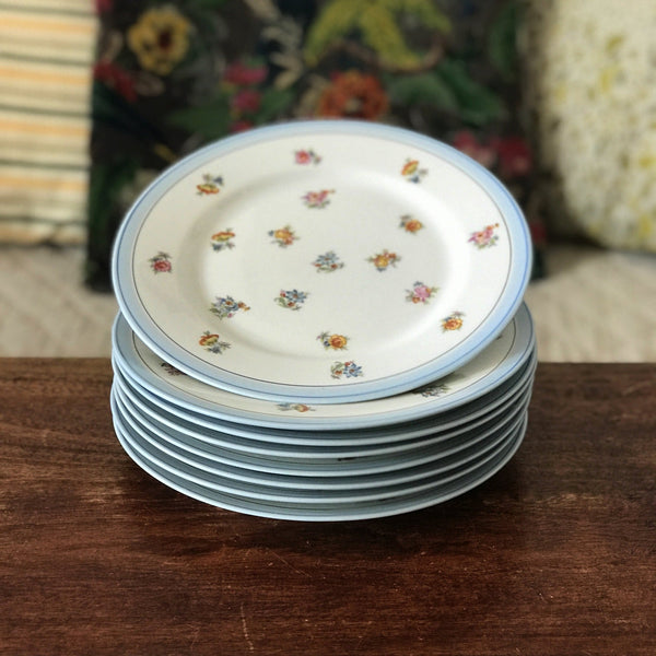 Lot de 8 assiettes porcelaine Limoges France Unique décor fleurs multicolore par Hello Broc brocante en ligne