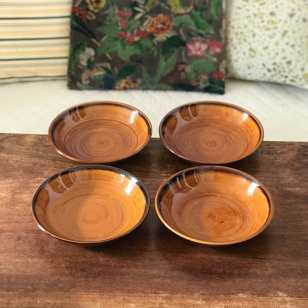 Lot de 4 assiettes à soupe marron vernissé Saint Clément par Hello Broc brocante en ligne