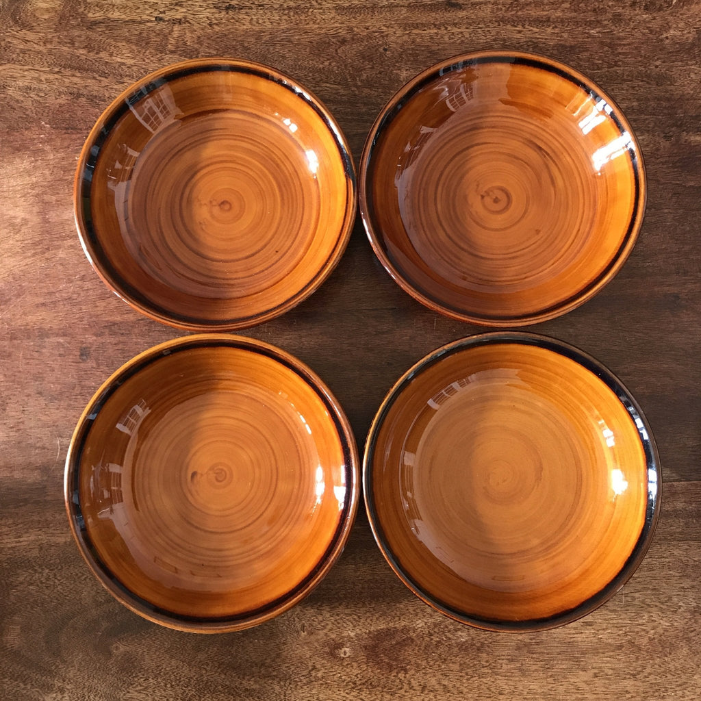 Lot de 4 assiettes à soupe marron vernissé Saint Clément par Hello Broc brocante en ligne