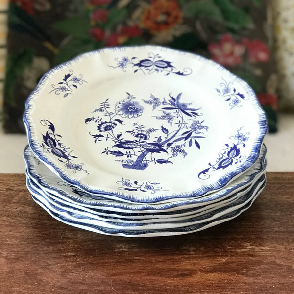 Lot de 6 assiettes plates en faïence de Sarreguemines décor Lancaster bleu par Hello Broc brocante en ligne