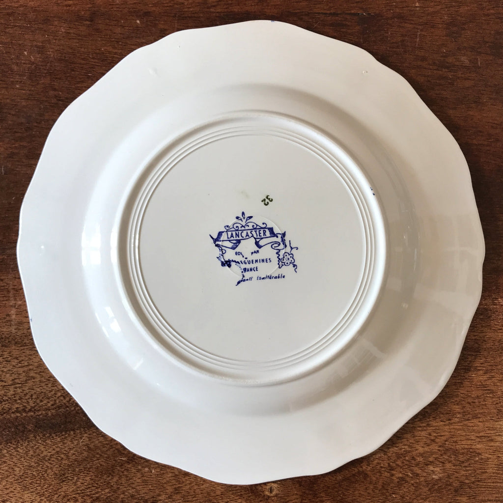 Lot de 6 assiettes plates en faïence de Sarreguemines décor Lancaster bleu