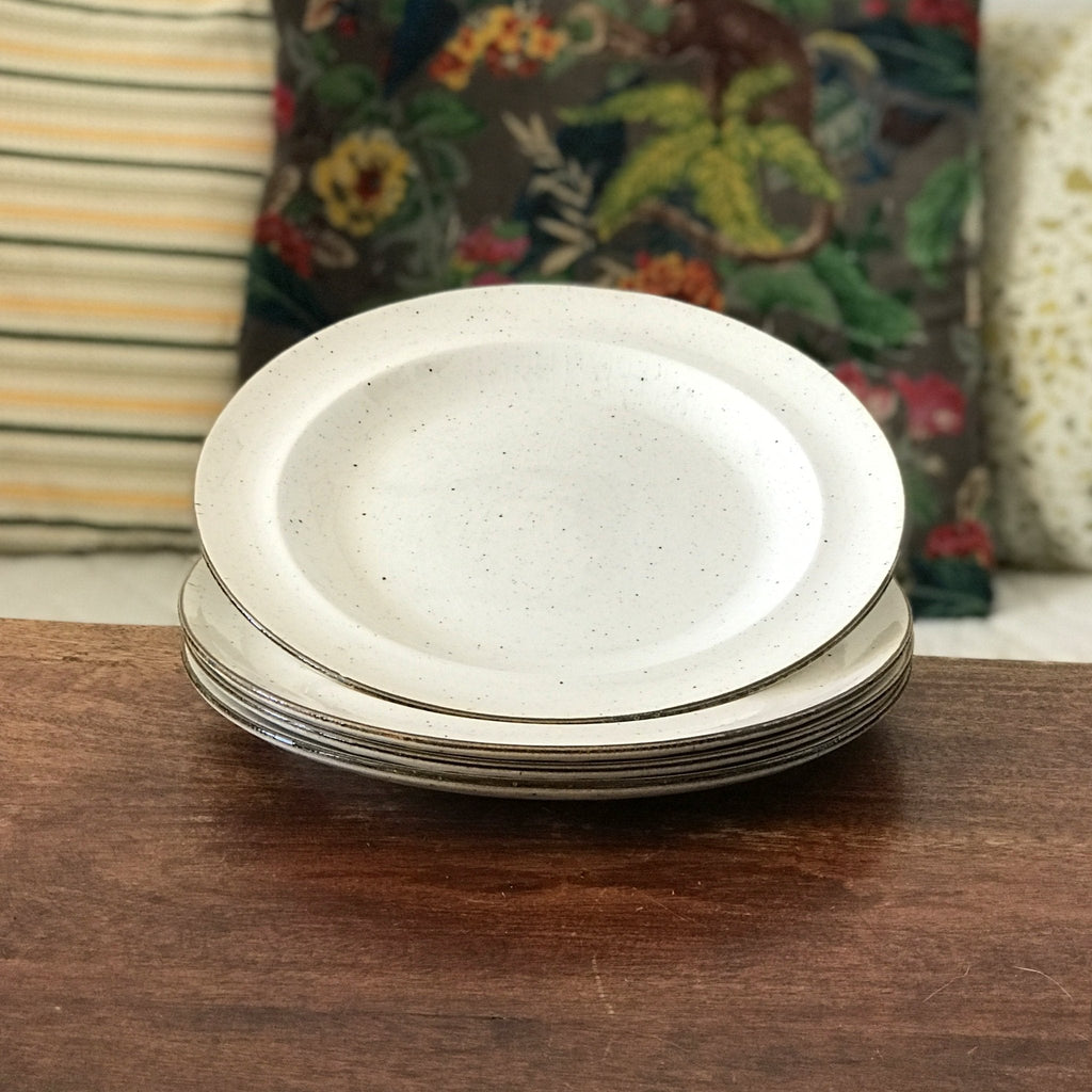 Lot de 4 grandes assiettes en céramique mouchetée anglaise diamètre 25 cm par Hello Broc brocante en ligne