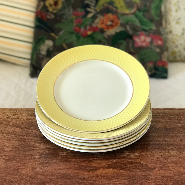 Lot 6 assiettes plates Moulin des Loups Orchies décor jaune par Hello Broc brocante en ligne