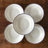 Lot de 5 assiettes creuses en porcelaine blanche de Limoges liserés doré et bleu UML France par Hello Broc brocante en ligne