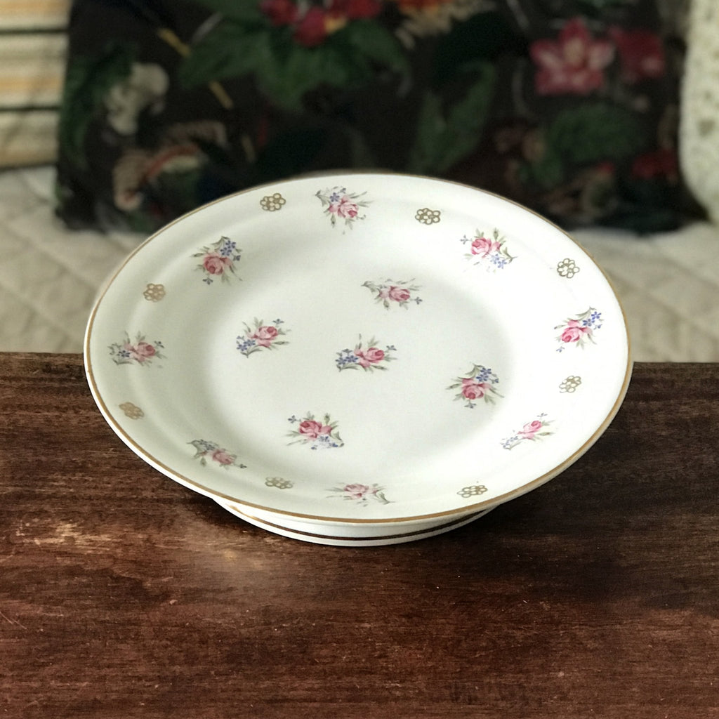 Présentoir à gâteau sur piédouche en porcelaine de Limoges décor fleurs - Hello Broc