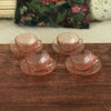 Lot de 4 tasses et 4 sous-tasses coordonnées en verre moulé rose Luminarc Arcoroc Rosaline par Hello Broc brocante en ligne