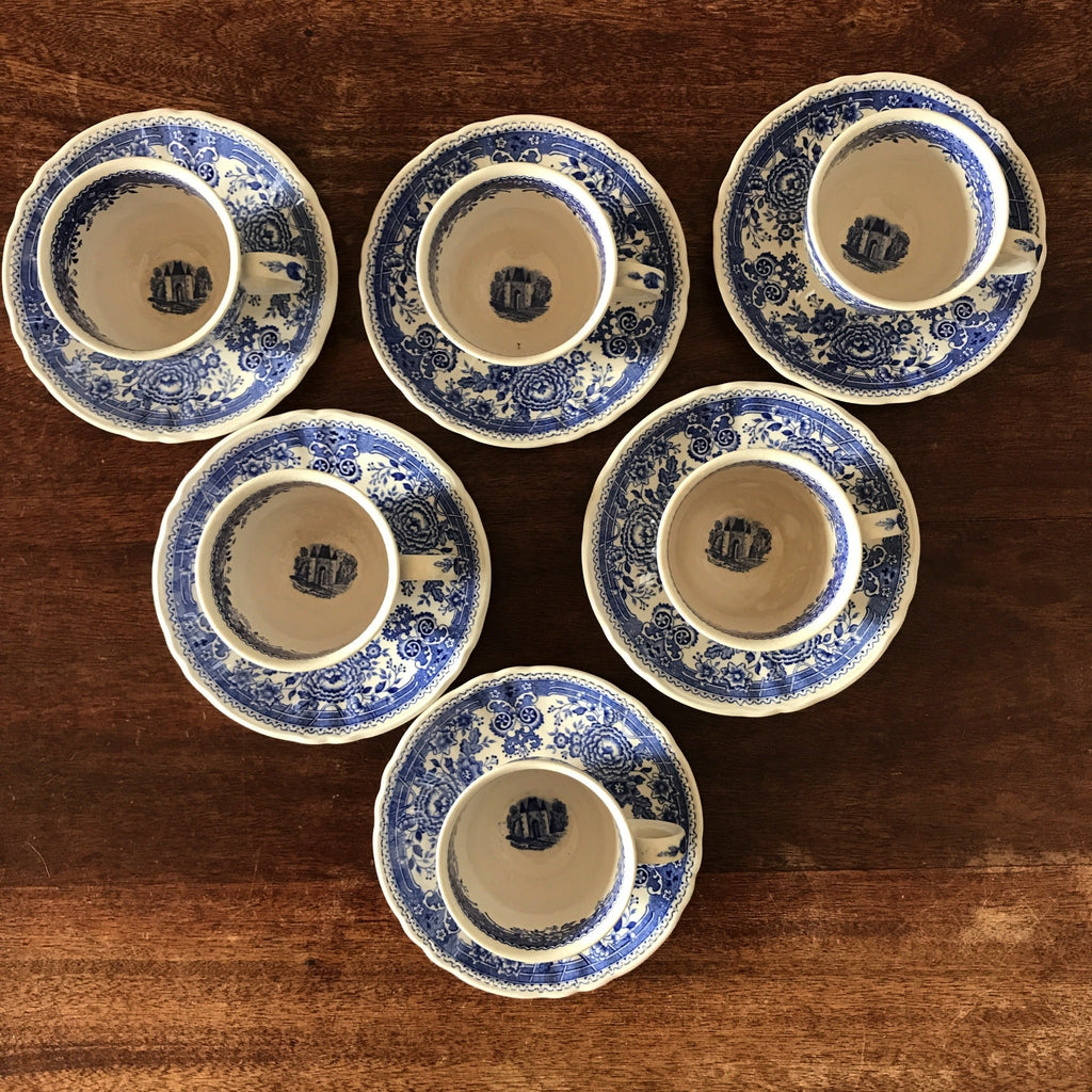 Lot de 6 tasses et soucoupes Villeroy & Boch décor Burgenland bleu par Hello Broc brocante en ligne