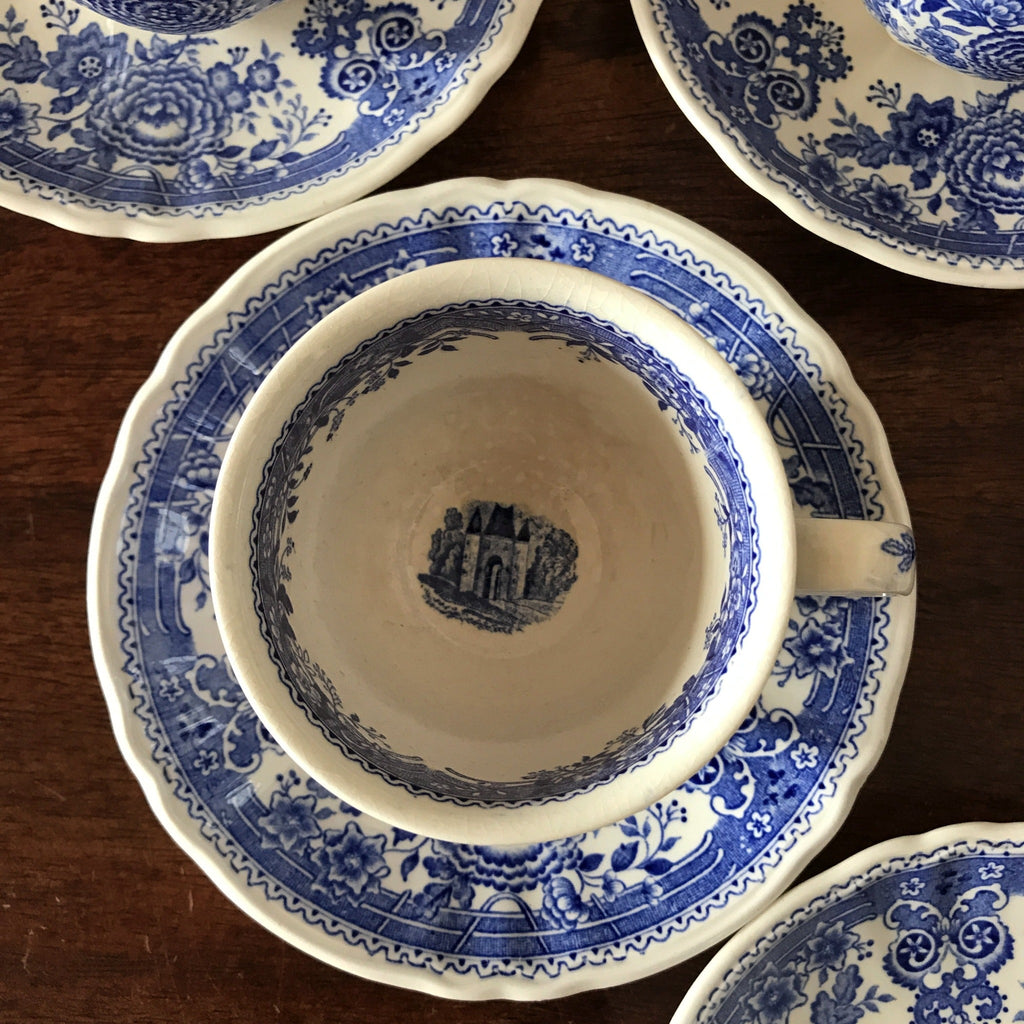 Lot de 6 tasses et soucoupes Villeroy & Boch décor Burgenland bleu par Hello Broc brocante en ligne