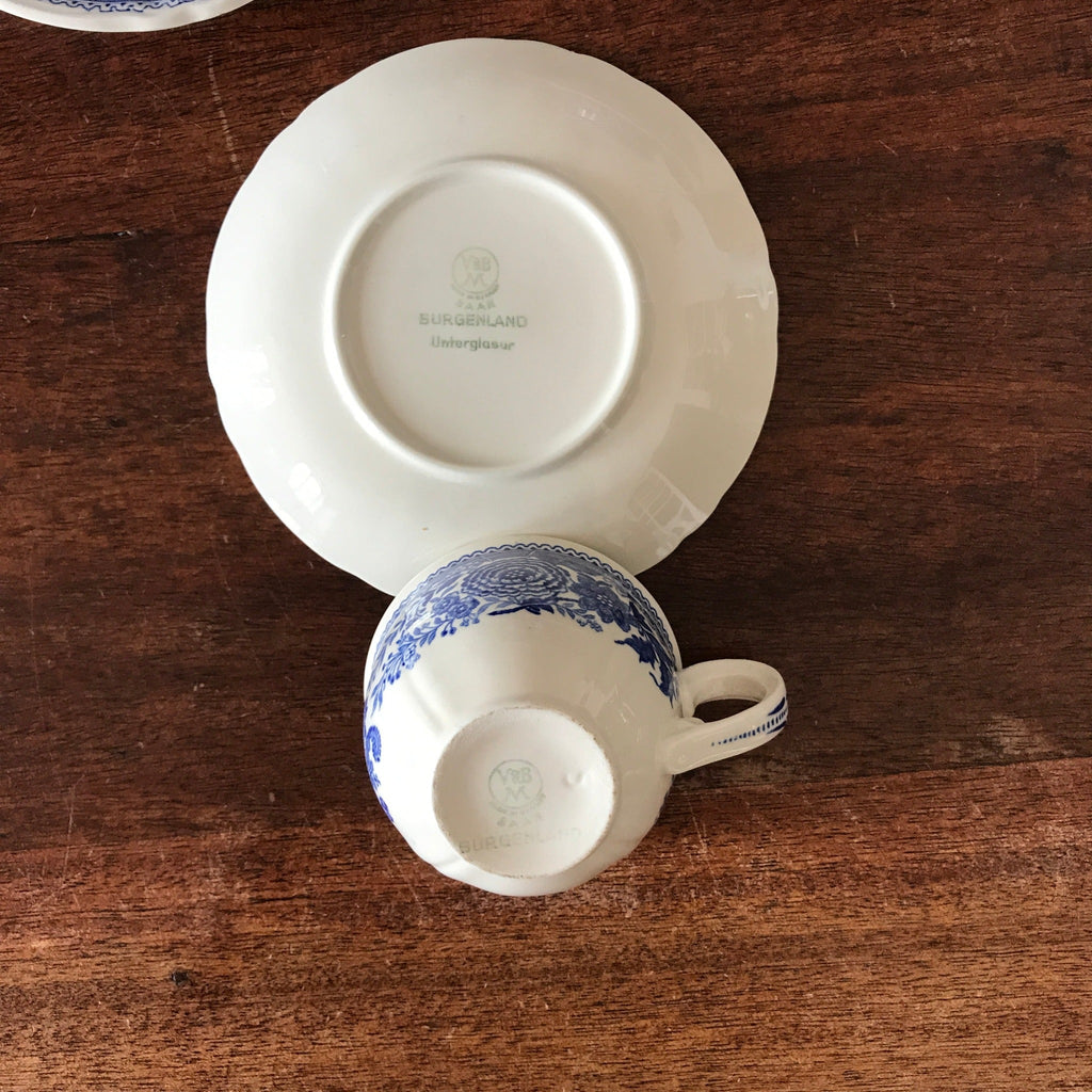 Lot de 6 tasses et soucoupes Villeroy & Boch décor Burgenland bleu par Hello Broc brocante en ligne