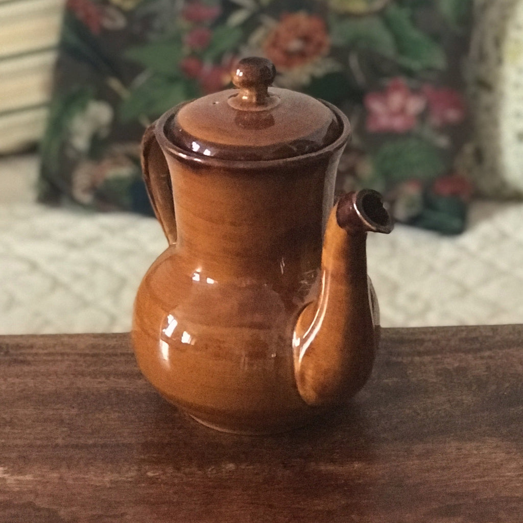 Grande cafetière années 70 en céramique marron de St Clément par Hello Broc brocante en ligne