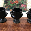 Lot de 3 coquetiers Arcopal en verre opalin moulé noir par Hello Broc brocante en ligne