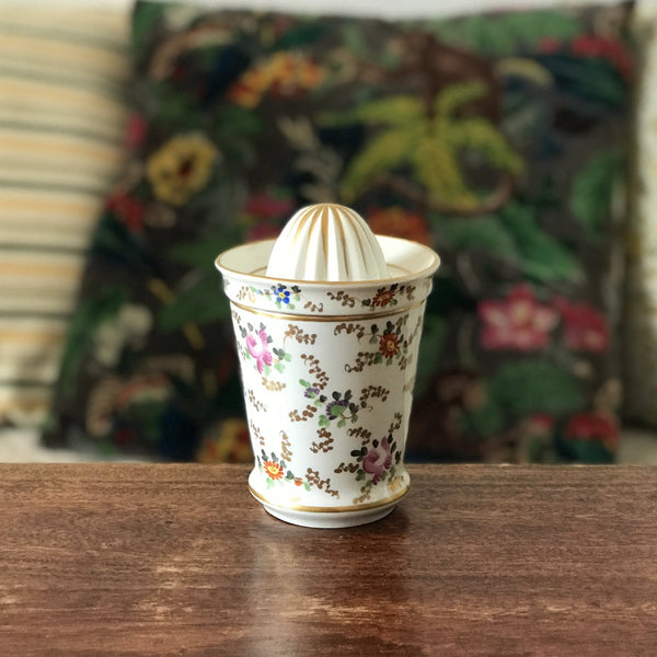 Presse citron avec son gobelet en porcelaine déco fleuri multicolore par Hello Broc brocante en ligne