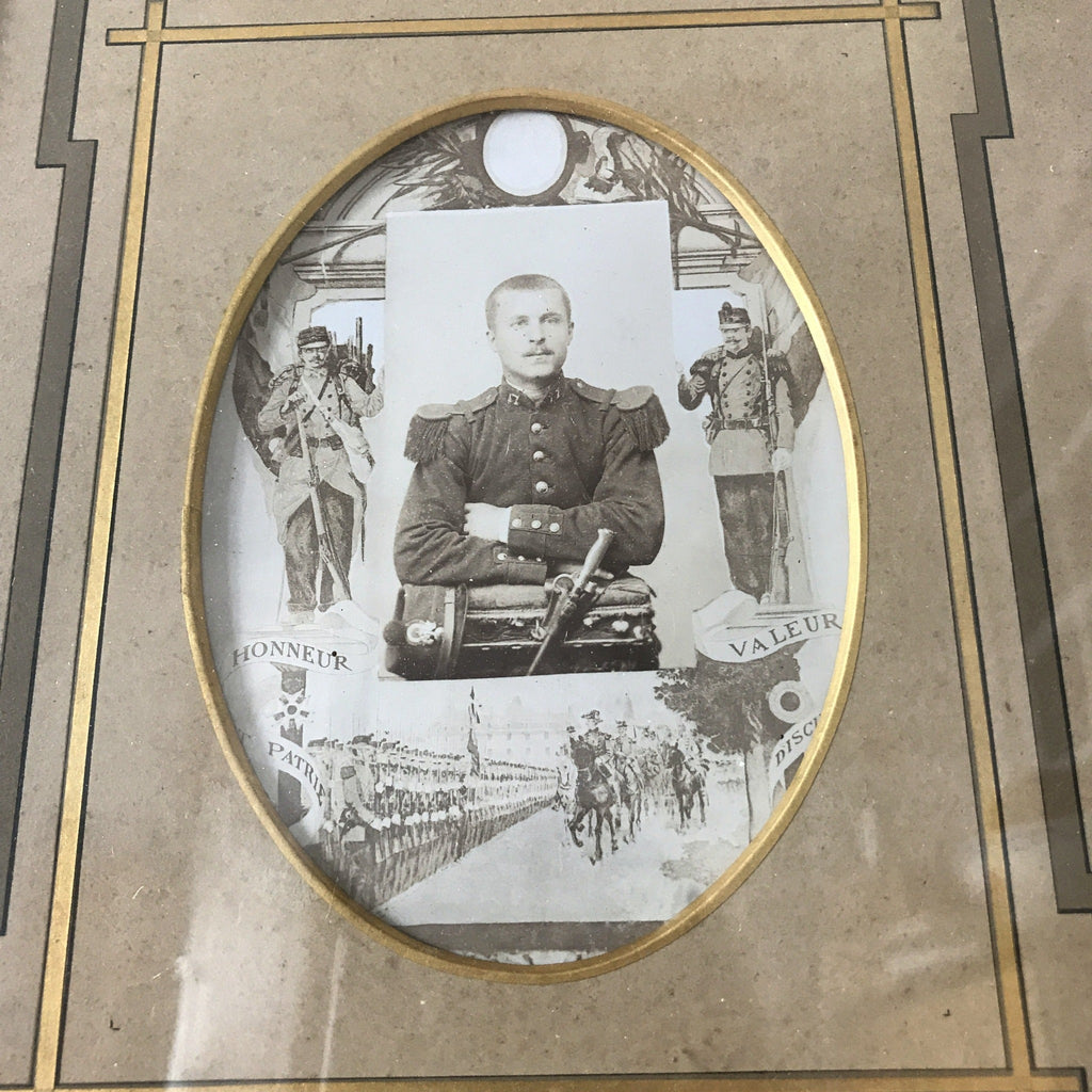 Cadre bois et plâtre avec photo d'un militaire (1ère guerre mondiale) - Hello Broc