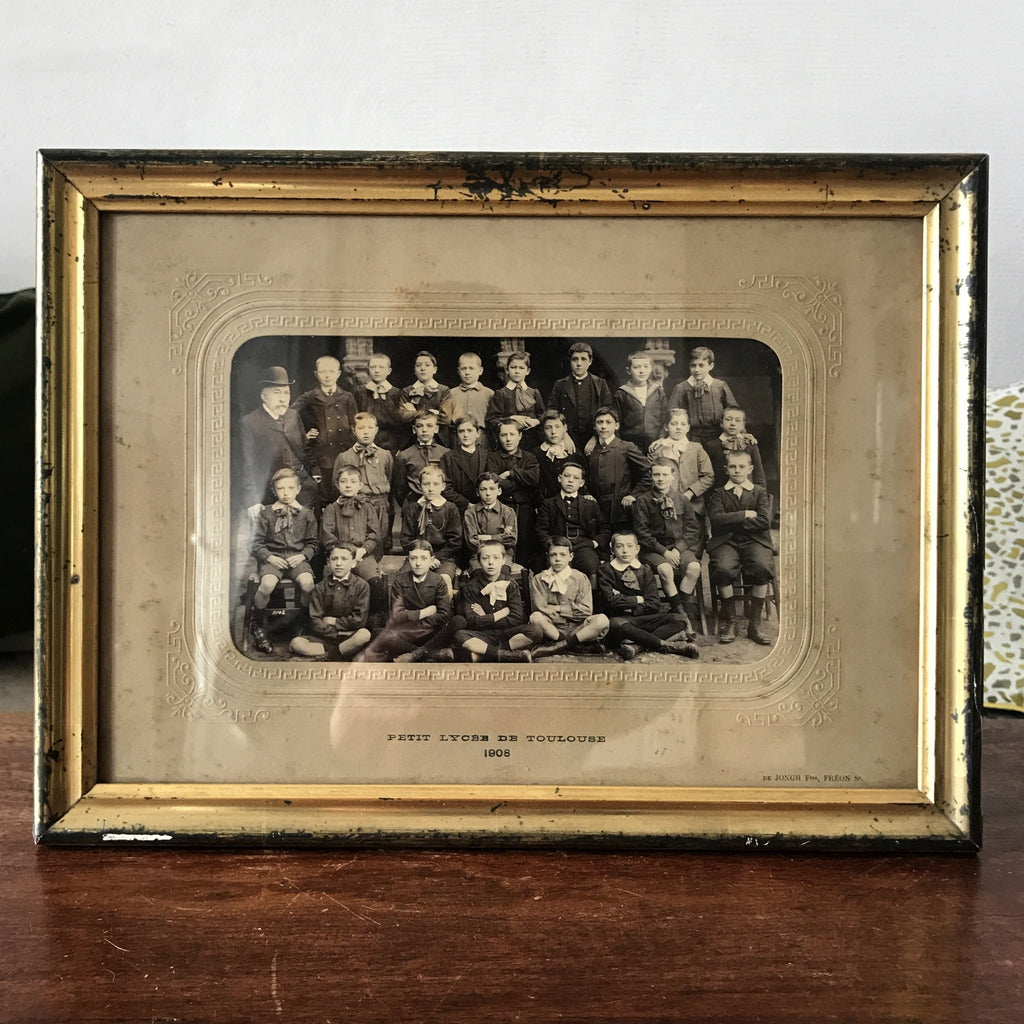 Photo de classe Petit Lycée de Toulouse 1908 dans son cadre d'origine - Hello Broc