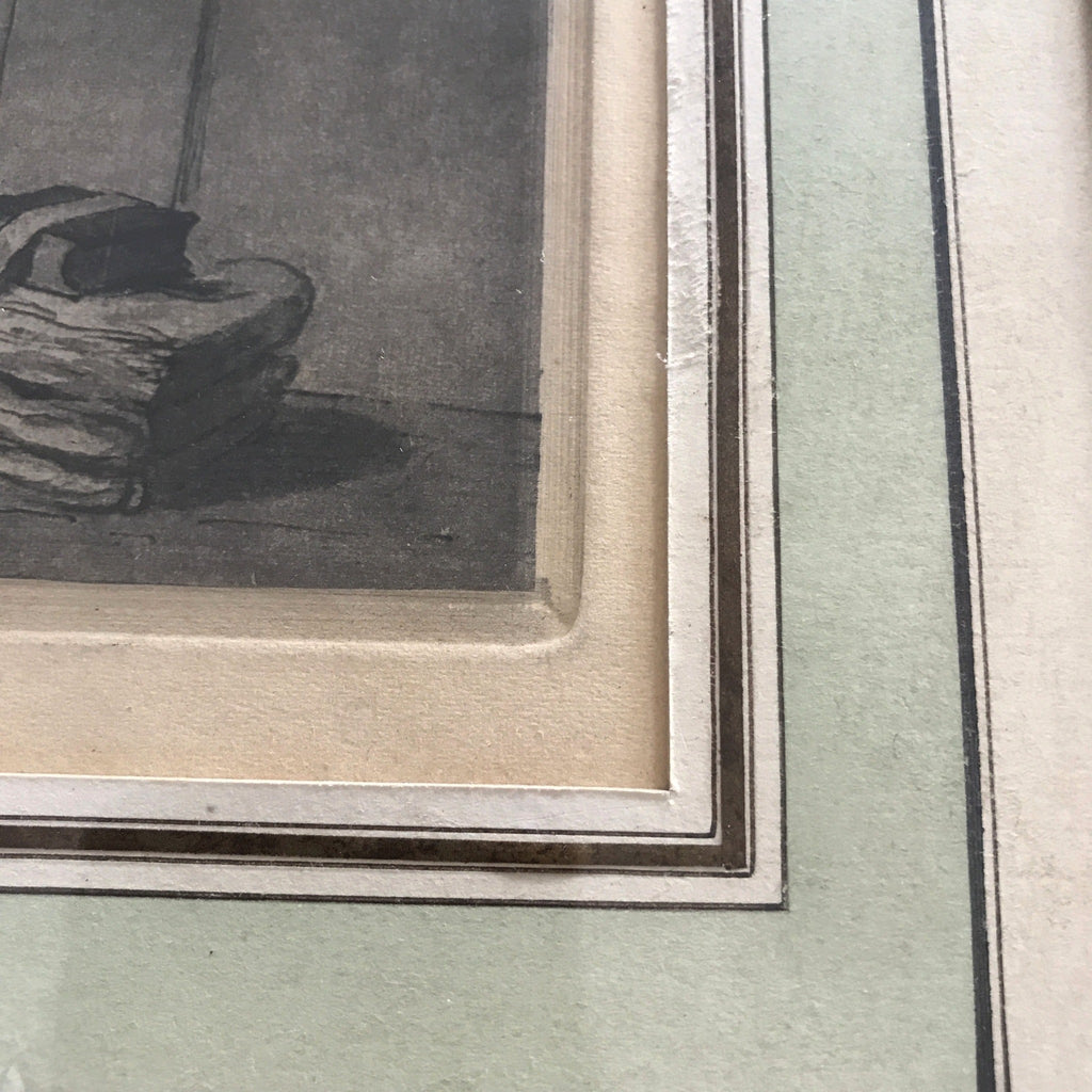 Estampe encadrée en bois d'un dessin signé Honoré Daumier Une Cause Criminelle - Hello Broc