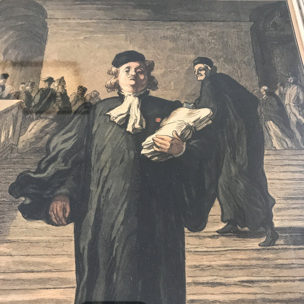 Estampe d'Alfred Prunaire d'après un dessin de H. Daumier L'escalier du palais de justice - Hello Broc