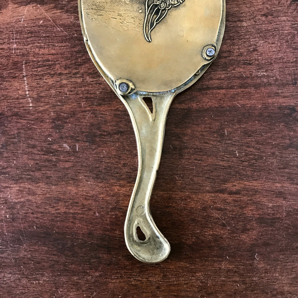 Miroir à main ovale Art Nouveau en bronze doré par Hello Broc brocante en ligne