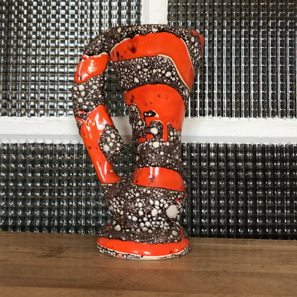 Pichet ou vase en céramique de Vallauris orange et fat lava - Hello Broc