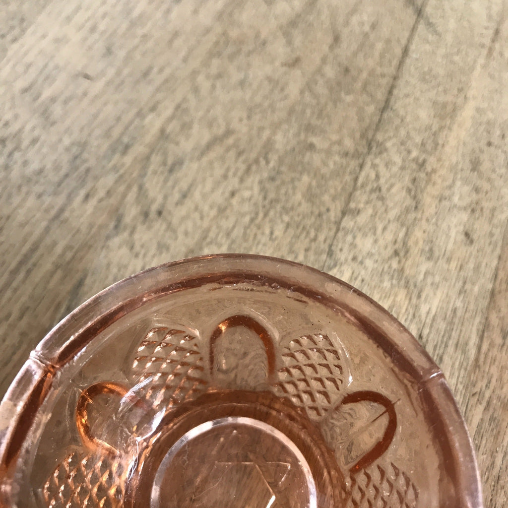 Saleron double en verre moulé rose années 50 - Hello Broc