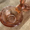 Saleron double en verre moulé rose années 50 - Hello Broc