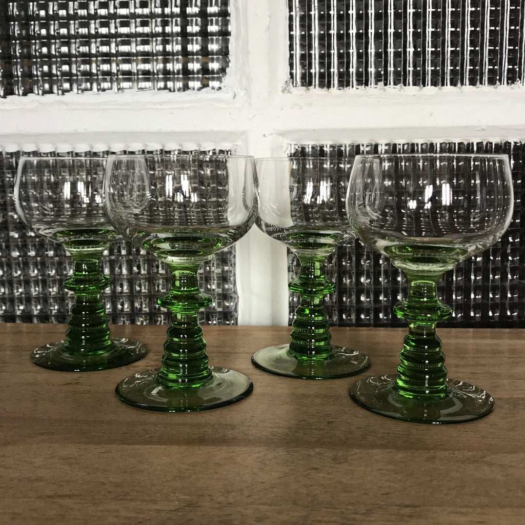 Lot de 4 verres à vin d'Alsace ou Allemagne en cristal bicolore - Hello Broc