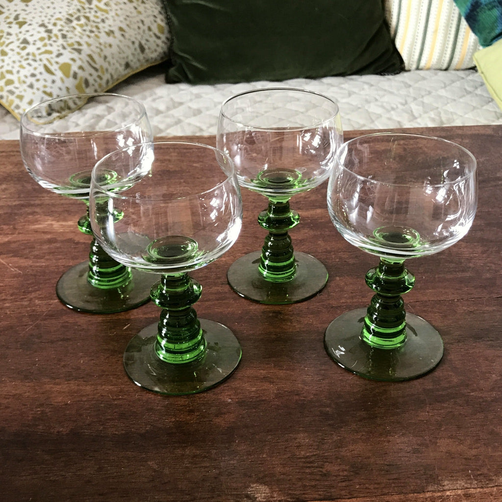 Lot de 4 verres à vin d'Alsace ou Allemagne en cristal bicolore - Hello Broc