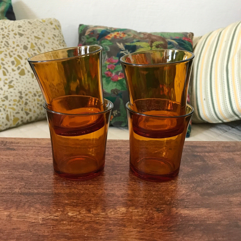 Lot de 4 verres Duralex en verre moulé ambré - 2 lots en stock - Hello Broc