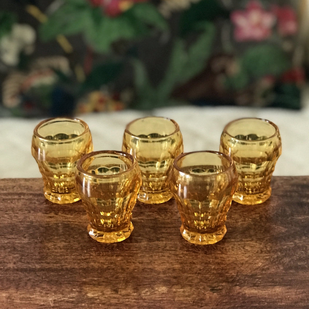 Lot de 5 verres à liqueur en verre moulé orange - Hello Broc