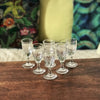 Lot de 6 petits verres anciens sur pied en verre soufflé forme ovoïde effet torsadé - Hello Broc